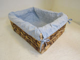 KIDSLine Bamboo Basket with Cloth Liner 16in x 12in x 6in Brown/Baby Blue -- Used