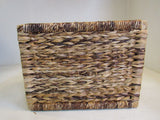 KIDSLine Bamboo Basket with Cloth Liner 16in x 12in x 6in Brown/Baby Blue -- Used