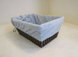 KIDSLine Bamboo Basket with Cloth Liner 13.5in x 9.5in x 6in Brown/Baby Blue -- Used