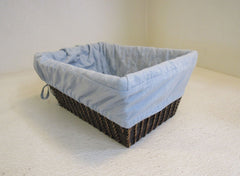 KIDSLine Bamboo Basket with Cloth Liner 13.5in x 9.5in x 6in Brown/Baby Blue -- Used