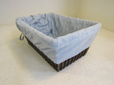 KIDSLine Bamboo Basket with Cloth Liner 13.5in x 9.5in x 6in Brown/Baby Blue -- Used