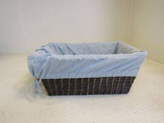 KIDSLine Bamboo Basket with Cloth Liner 13.5in x 9.5in x 6in Brown/Baby Blue -- Used