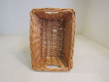 Designer Bamboo Basket with Cloth Liner 12in x 8.5in x 5.5in Tan/Cream -- Used