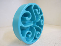 Standard Pet Slow Feeder Bowl 8in Teal Blue Made with Food Safe Plastics -- Used