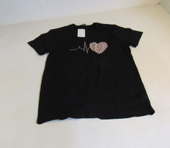 Blackmyth Graphic T-Shirt Black Leopard Heartbeat Design Female Size XL -- New