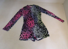 Designer Romper Jumpsuit Leopard Rainbow Print Black/Multicolored Female Size M -- New