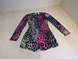 Designer Romper Jumpsuit Leopard Rainbow Print Black/Multicolored Female Size M -- New
