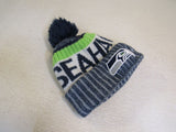 New Era Seattle Seahawks Beanie Hat White/Blue/Green Youth Kids Size one size -- Used