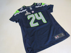 On Field Seattle Seahawks Football Jersey Lynch Blue/Green/Gray Adult Size M -- Used