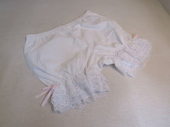 Designer Bloomers Shorts Pants Pink Bows Lace White Female Size L -- New