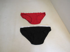 Tommy Hilfiger Brief 2 Pack 1 Black 1 Red Bikini Cut Cotton Female Size L -- New