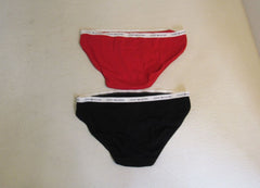 Tommy Hilfiger Brief 2 Pack 1 Black 1 Red Bikini Cut Cotton Female Size L -- New