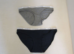 Tommy Hilfiger Brief 2 Pack 1 Gray 1 Navy Bikini Cut Cotton Female Size L -- New