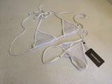 Sherrylo Swimwear Thong Fishnet Bikini G String See Through White Female Size S -- New