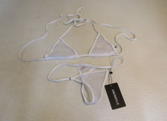 Sherrylo Swimwear Thong Fishnet Bikini G String See Through White Female Size S -- New