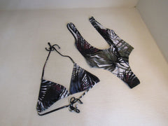 Designer Thong Bikini Multicolored Padded Top Polyester Spandex Female Size L -- New