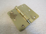 Standard 3-1/2-in Door Hinge 3 Hole Rounded Corners 1/4-in Radius Gold -- Used