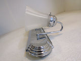 Standard Bathroom Fixture Wall Mount Light 3 Bulbs 24in x 8in Chrome/Frosted -- Used