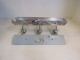 Standard Bathroom Fixture Wall Mount Light 3 Bulbs 24in x 8in Chrome/Frosted -- Used