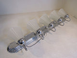 Standard Bathroom Fixture Wall Mount Light 5 Bulbs 36in x 8in Chrome/Frosted -- Used