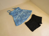 Designer Tankini Swimsuit Blue/Black Padded Top 2 Piece Polyester Female Size M -- New