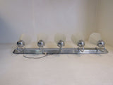 Standard Bathroom Fixture Wall Mount Light 5 Bulbs 36in x 8in Chrome/Frosted -- Used