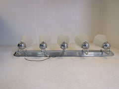Standard Bathroom Fixture Wall Mount Light 5 Bulbs 36in x 8in Chrome/Frosted -- Used