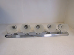 Standard Bathroom Fixture Wall Mount Light 5 Bulbs 36in x 8in Chrome/Frosted -- Used