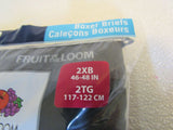 Fruit of the Loom Boxer Briefs 2 Pack Black Gray Cotton Polyester Male Size 2XB -- New