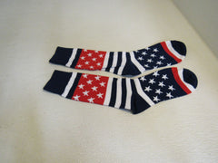 Designer Long Patriotic Socks USA Flag Red White Blue Stars and Stripes Unisex -- New