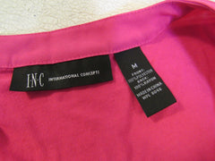 INC Blouse Pink Button Down Front Pockets Rayon Polyester Female Size M -- Used