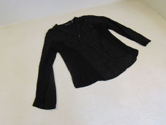 INC Dress Shirt Black Button Down Polyester Rayon Female Size L -- Used