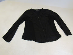 INC Dress Shirt Black Button Down Polyester Rayon Female Size L -- Used