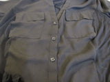 INC Dress Shirt Black Button Down Polyester Rayon Female Size L -- Used
