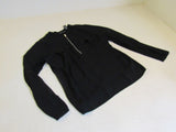 INC Blouse Black Front Zip Polyester Rayon Female Size M -- Used