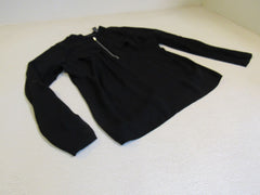 INC Blouse Black Front Zip Polyester Rayon Female Size M -- Used