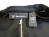 INC Blouse Black Front Zip Polyester Rayon Female Size M -- Used