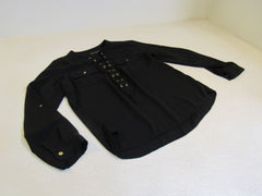 INC Blouse Black Lace Up Front Polyester Female Size 8 -- Used