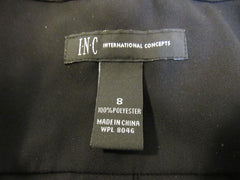 INC Blouse Black Lace Up Front Polyester Female Size 8 -- Used