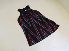 INC Blouse Black with Red/Blue/White Stripes Polyester Female Size S -- Used