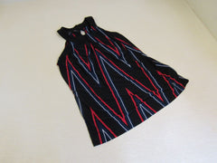 INC Blouse Black with Red/Blue/White Stripes Polyester Female Size S -- Used