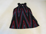 INC Blouse Black with Red/Blue/White Stripes Polyester Female Size S -- Used