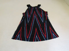 INC Blouse Black with Red/Blue/White Stripes Polyester Female Size S -- Used