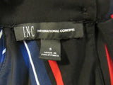 INC Blouse Black with Red/Blue/White Stripes Polyester Female Size S -- Used
