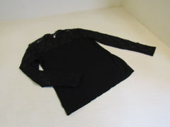 INC Blouse Black Lace Top & Sleeves Female Size M -- Used