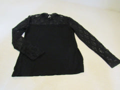 INC Blouse Black Lace Top & Sleeves Female Size M -- Used