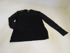 INC Blouse Black Lace Top & Sleeves Female Size M -- Used