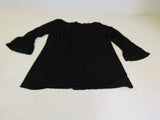 INC Blouse Black Ruffle on Sleeve Rayon Spandex Female Size M -- Used