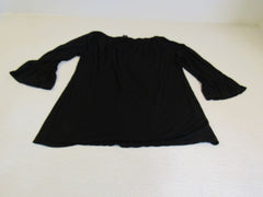 INC Blouse Black Ruffle on Sleeve Rayon Spandex Female Size M -- Used