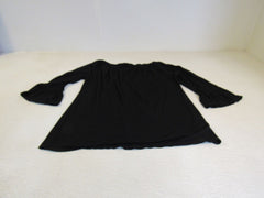 INC Blouse Black Ruffle on Sleeve Rayon Spandex Female Size M -- Used